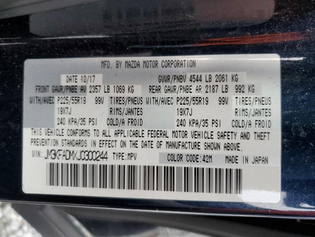 JM3KFADMXJ0300244 - 2018 MAZDA CX-5 GRAND TOURING BLUE photo 13
