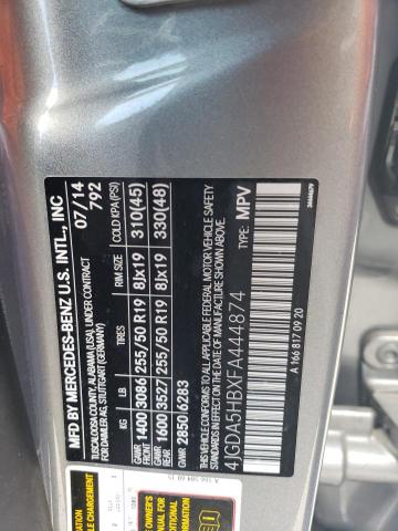 4JGDA5HBXFA444874 - 2015 MERCEDES-BENZ ML 350 4MATIC GRAY photo 13