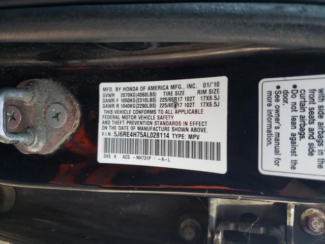 5J6RE4H75AL028114 - 2010 HONDA CR-V EXL Czarny zdjęcie 13