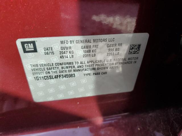 1G11C5SL4FF345983 - 2015 CHEVROLET MALIBU 1LT 勃艮第红 照片 12