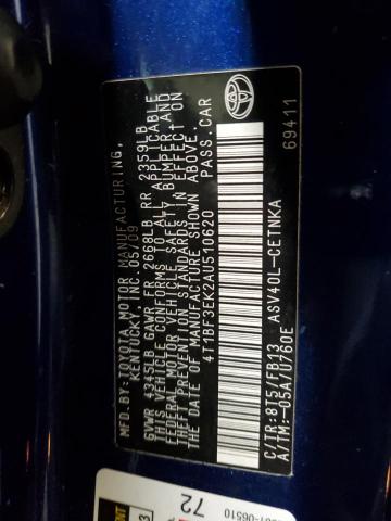 4T1BF3EK2AU510620 - 2010 TOYOTA CAMRY BASE 蓝色 照片 12
