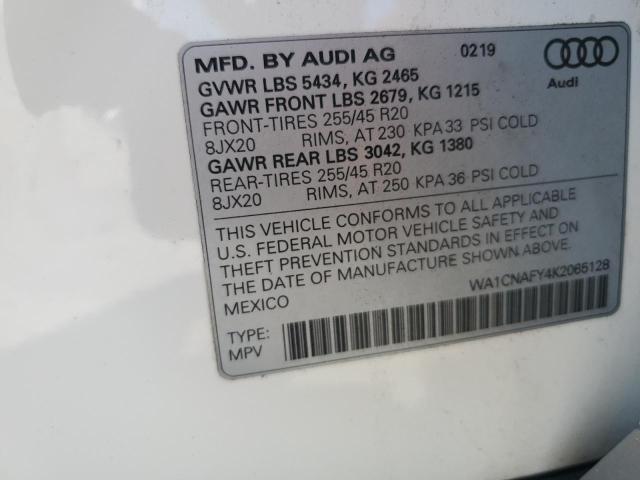 WA1CNAFY4K2065128 - 2019 AUDI Q5 PRESTIGE WHITE photo 14