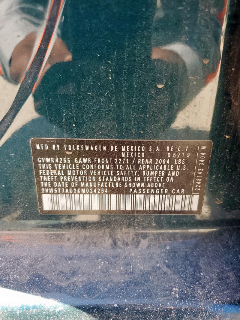 3VW5T7AU3KM024264 - 2019 VOLKSWAGEN GTI S GREEN photo 13