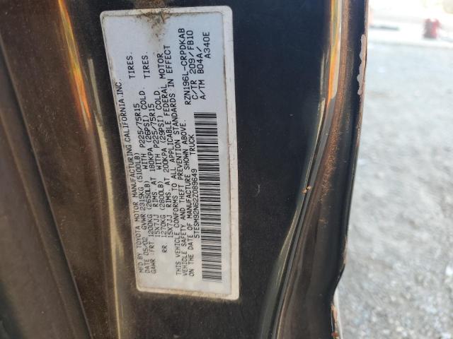 5TESM92N62Z089649 - 2002 TOYOTA TACOMA XTRACAB PRERUNNER შავი ფოტო 13