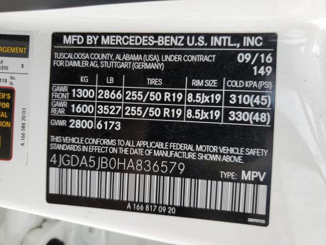 4JGDA5JB0HA836579 - 2017 MERCEDES-BENZ GLE 350 WHITE photo 13