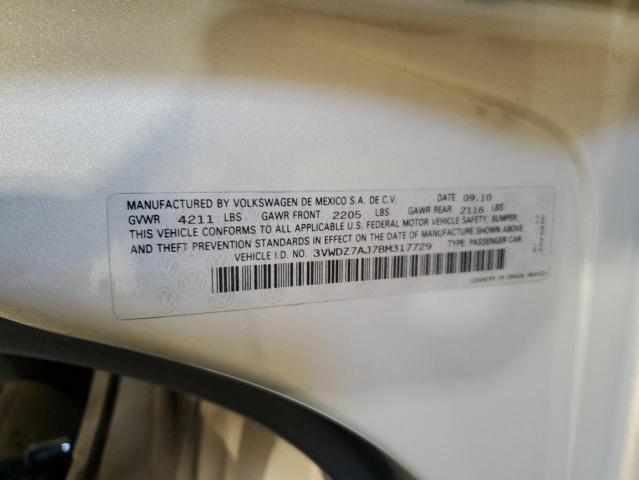 3VWDZ7AJ7BM317729 - 2011 VOLKSWAGEN JETTA SE SILVER photo 12