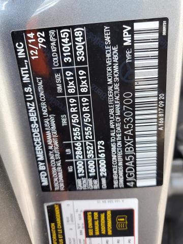 4JGDA5JBXFA530700 - 2015 MERCEDES-BENZ ML 350 ვერცხლისფერი ფოტო 13