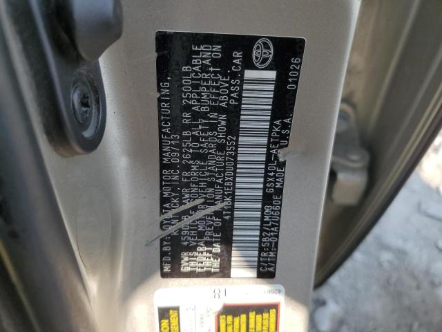 4T1BK1EBXDU073552 - 2013 TOYOTA AVALON BASE 棕色 照片 12