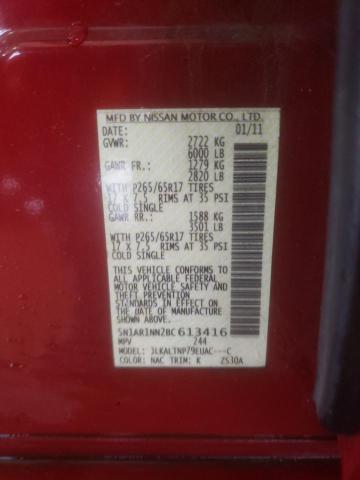 5N1AR1NN2BC613416 - 2011 NISSAN PATHFINDER S RED photo 13