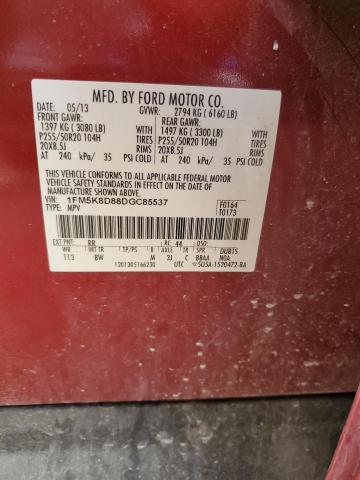 1FM5K8D88DGC85537 - 2013 FORD EXPLORER XLT 勃艮第红 照片 13