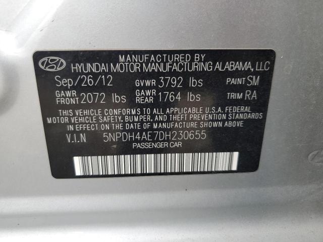 5NPDH4AE7DH230655 - 2013 HYUNDAI ELANTRA GLS SILVER photo 12