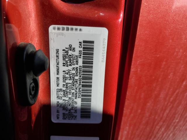 5Y2SP67849Z405953 - 2009 PONTIAC VIBE RED photo 12