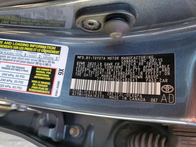 2T1BPRHE0GC482641 - 2016 TOYOTA COROLLA ECO GRAY photo 12