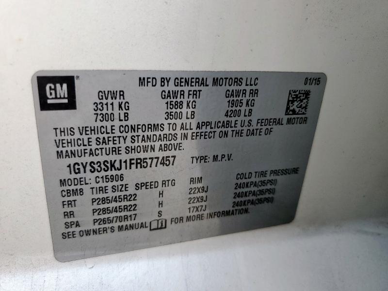 1GYS3SKJ1FR577457 - 2015 CADILLAC ESCALADE ESV LUXURY Ақ фото 13