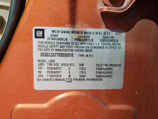 3GSCL53778S530016 - 2008 SATURN VUE XR ORANGE photo 13