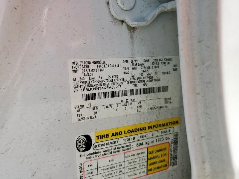 1FMJU1HT4KEA69207 - 2019 FORD EXPEDITION XLT Սպիտակ լուսանկար 13