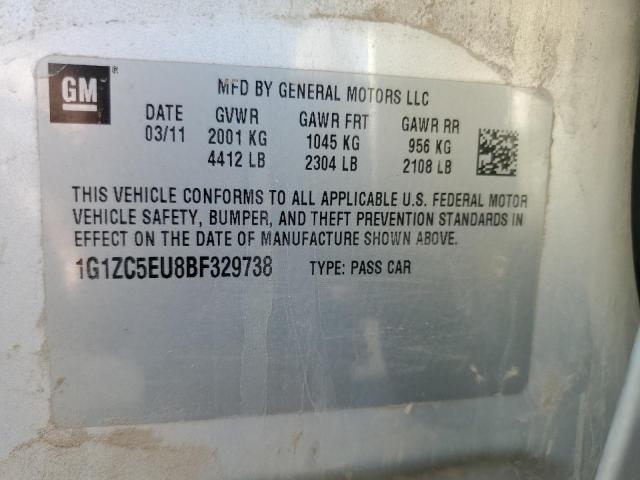 1G1ZC5EU8BF329738 - 2011 CHEVROLET MALIBU 1LT 银色 照片 12