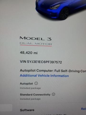 5YJ3E1EC6PF397572 - 2023 TESLA MODEL 3 Mavi foto 12