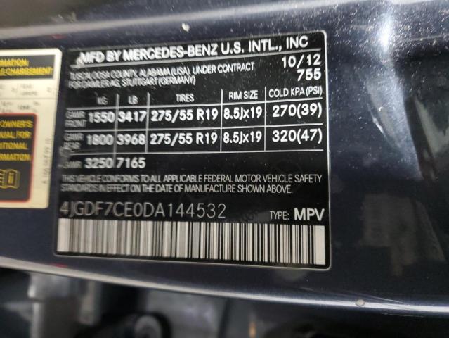 4JGDF7CE0DA144532 - 2013 MERCEDES-BENZ GL 450 4MATIC CHARCOAL photo 13