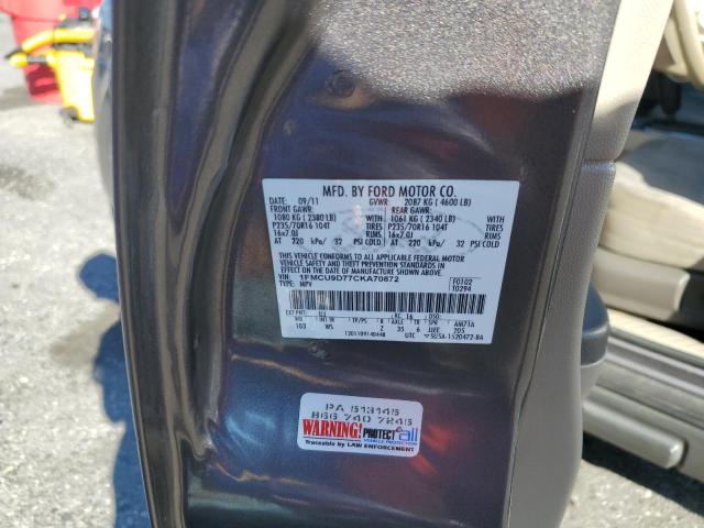 1FMCU9D77CKA70872 - 2012 FORD ESCAPE XLT GRAY photo 13