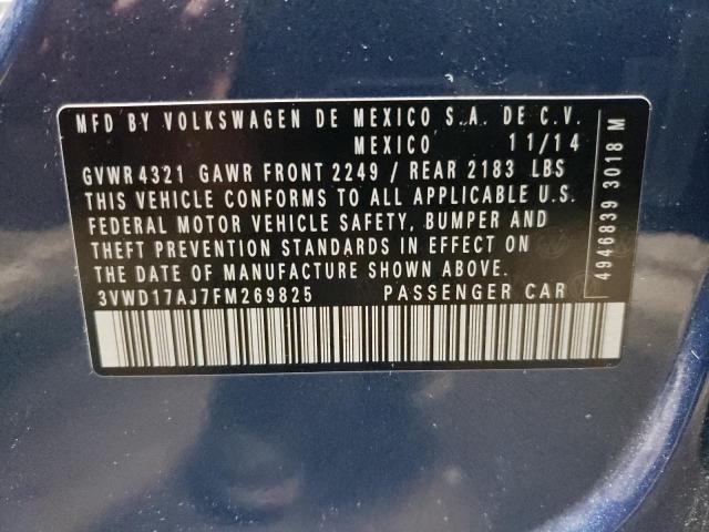 3VWD17AJ7FM269825 - 2015 VOLKSWAGEN JETTA SE ლურჯი ფოტო 12
