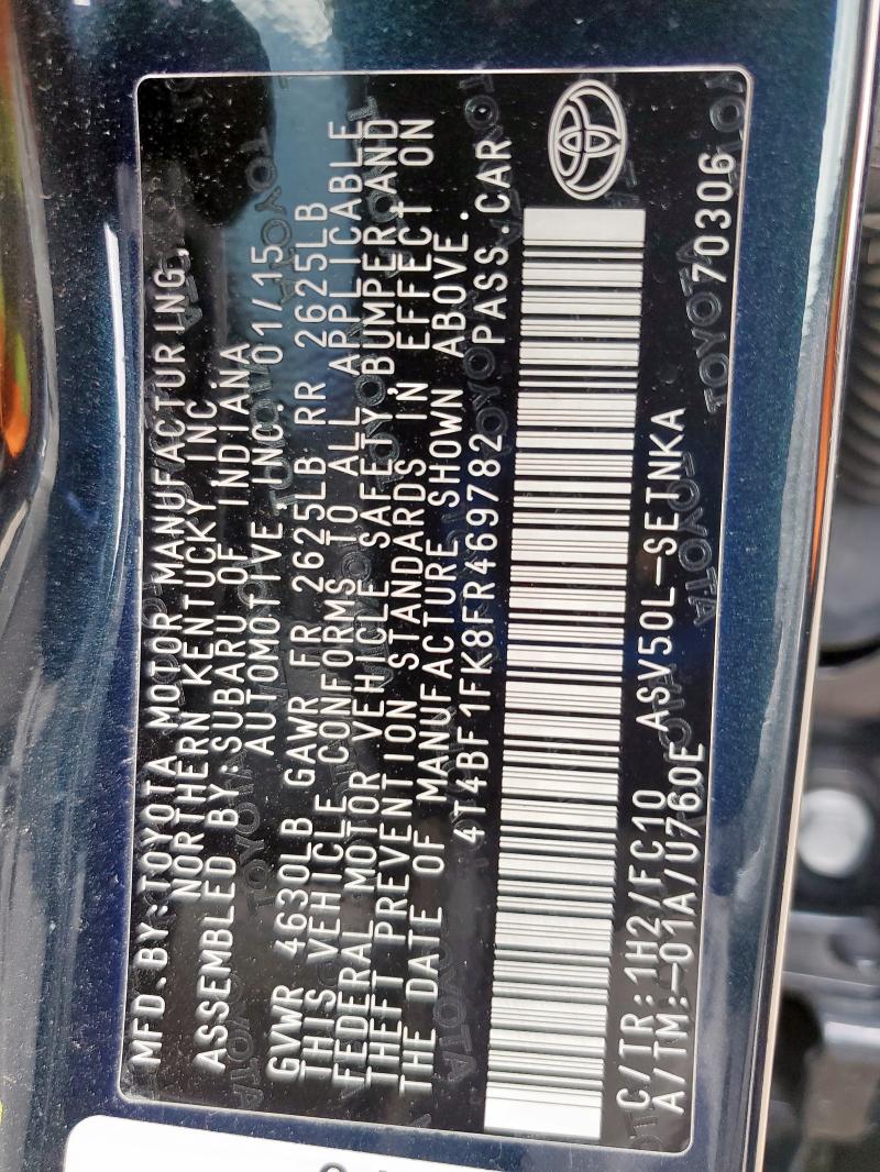 4T4BF1FK8FR469782 - 2015 TOYOTA CAMRY LE 黑色 照片 12