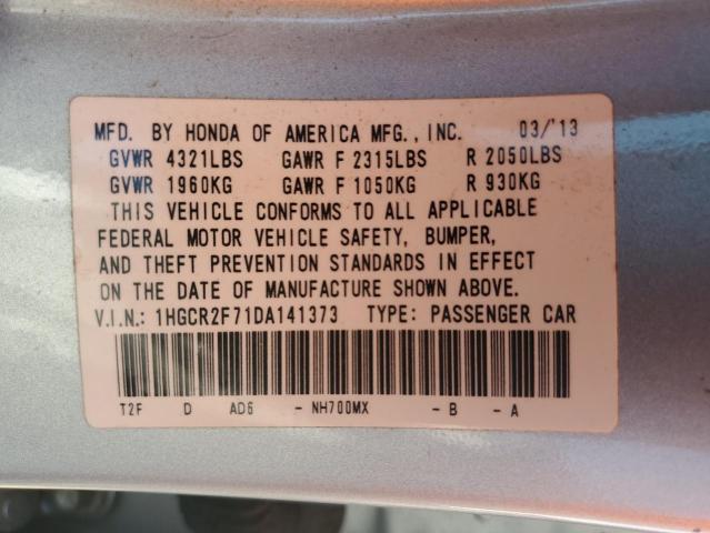 1HGCR2F71DA141373 - 2013 HONDA ACCORD EX SILVER photo 12