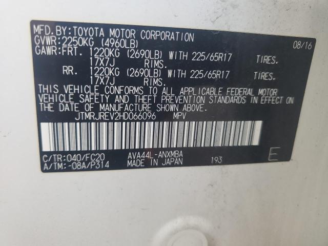 JTMRJREV2HD066096 - 2017 TOYOTA RAV4 HV LE WHITE photo 13