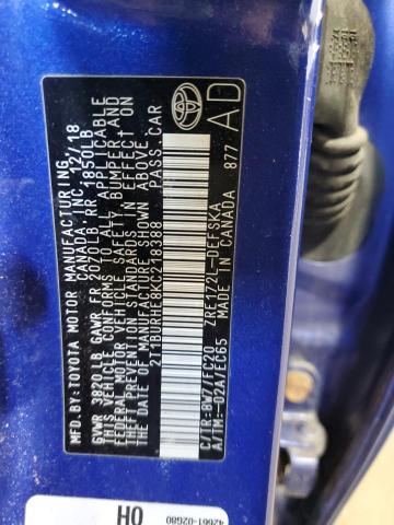 2T1BURHE8KC218388 - 2019 TOYOTA COROLLA L 蓝色 照片 13