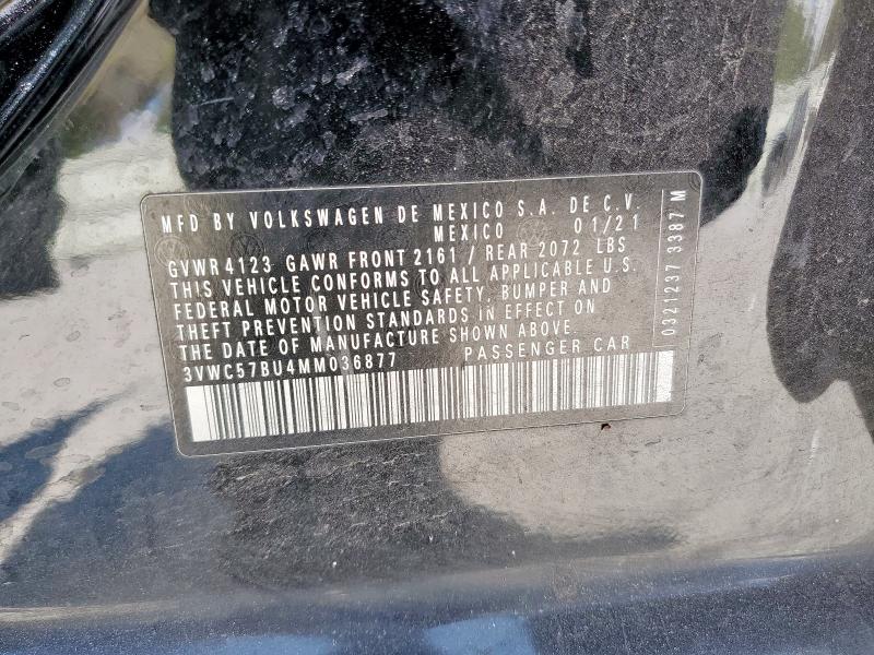 3VWC57BU4MM036877 - 2021 VOLKSWAGEN JETTA S BLACK photo 12