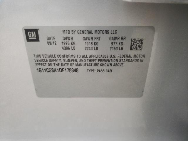 1G11C5SA1DF178848 - 2013 CHEVROLET MALIBU 1LT SILVER photo 12