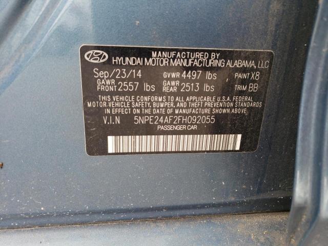 5NPE24AF2FH092055 - 2015 HYUNDAI SONATA SE BLUE photo 12