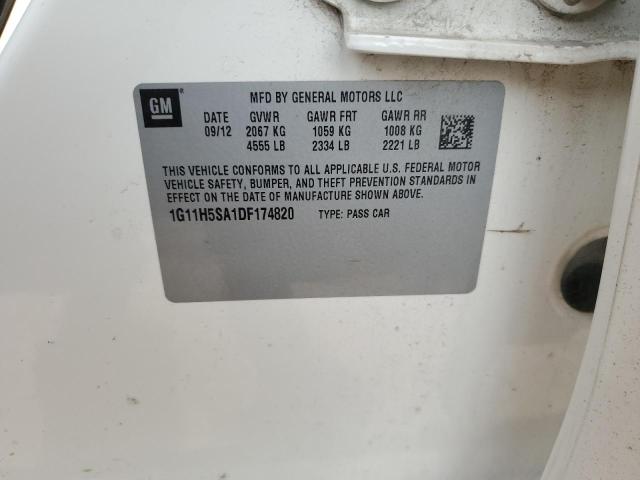 1G11H5SA1DF174820 - 2013 CHEVROLET MALIBU LTZ თეთრი ფოტო 12