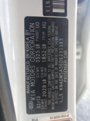 KNADM5A36D6231383 - 2013 KIA RIO LX WHITE photo 13
