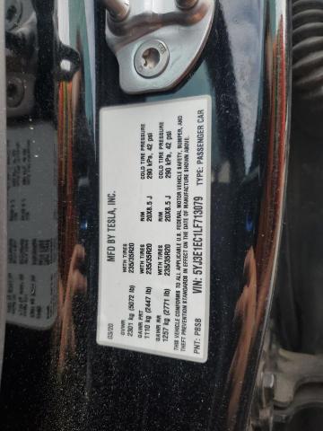 5YJ3E1EC1LF713079 - 2020 TESLA MODEL 3 Czarny zdjęcie 12