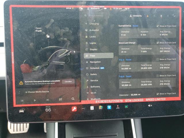 5YJ3E1EC1LF713079 - 2020 TESLA MODEL 3 Czarny zdjęcie 9