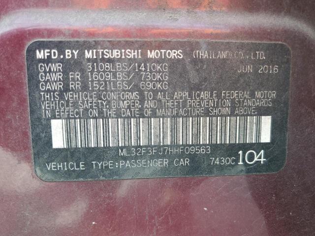 ML32F3FJ7HHF09563 - 2017 MITSUBISHI MIRAGE G4 ES RED photo 12