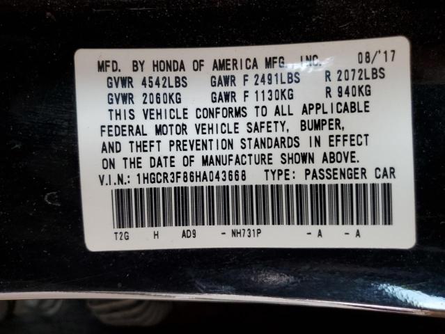 1HGCR3F86HA043668 - 2017 HONDA ACCORD EXL BLACK photo 12