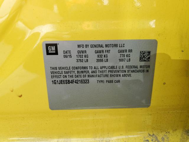 1G1JE6SB4F4216323 - 2015 CHEVROLET SONIC LTZ YELLOW photo 12