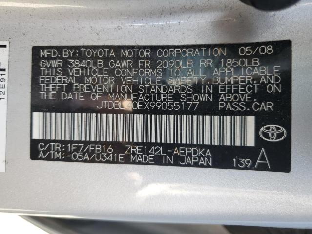 JTDBL40EX99055177 - 2009 TOYOTA COROLLA BASE SILVER photo 13