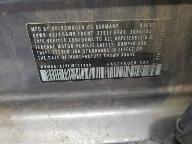 WVWDB7AJXCW121230 - 2012 VOLKSWAGEN GOLF GRAY photo 13