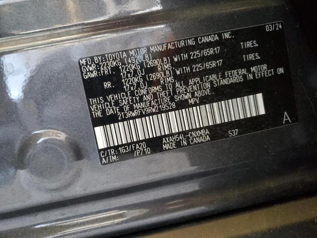 2T3RWRFV9RW219528 - 2024 TOYOTA RAV4 XLE GRAY photo 13