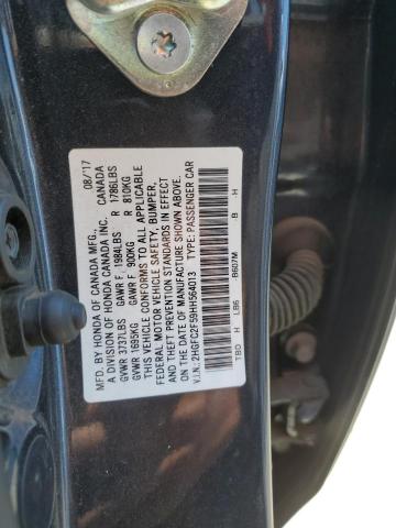 2HGFC2F59HH564013 - 2017 HONDA CIVIC LX ნაცრისფერი ფოტო 12