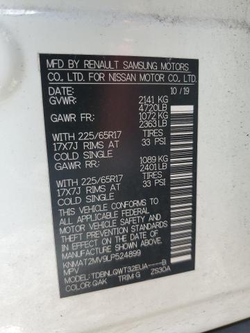 KNMAT2MV9LP524899 - 2020 NISSAN ROGUE S თეთრი ფოტო 13