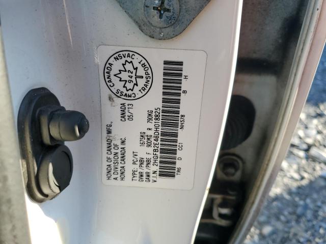 2HGFB2E46DH018825 - 2013 HONDA CIVIC LX თეთრი ფოტო 13