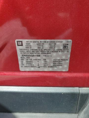 2GNAXJEV3J6111698 - 2018 CHEVROLET EQUINOX LT 红色 照片 13