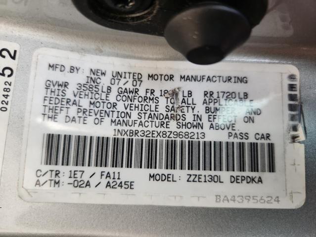 1NXBR32EX8Z968213 - 2008 TOYOTA COROLLA CE فضي صورة 12