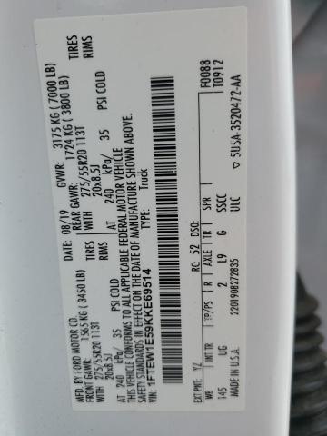 1FTEW1E59KKE69514 - 2019 FORD F150 SUPERCREW 白色 照片 12