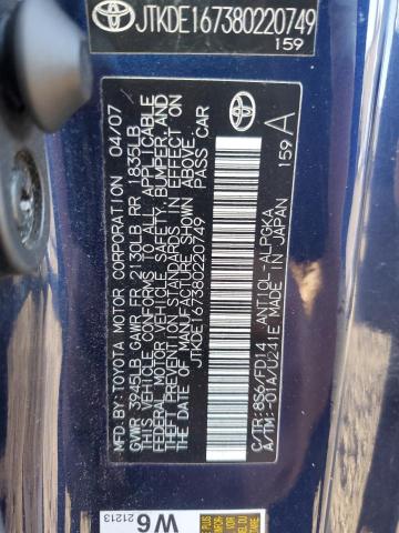 JTKDE167380220749 - 2008 TOYOTA SCION TC BLUE photo 23