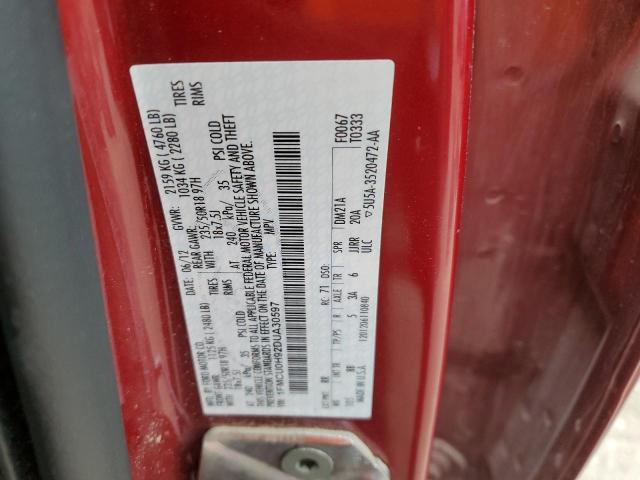 1FMCU0H92DUA30597 - 2013 FORD ESCAPE SEL RED photo 14